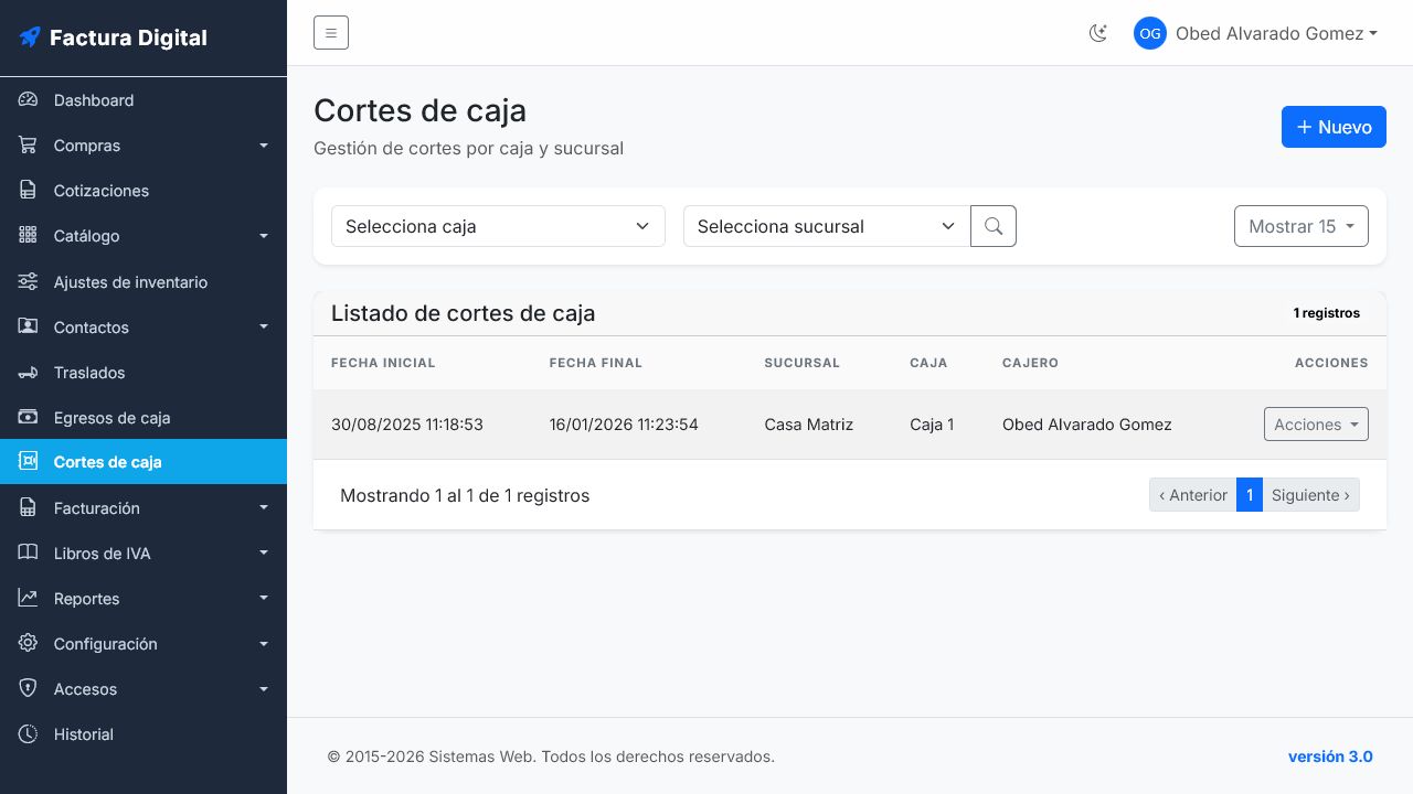 Cortes de caja